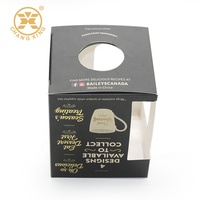 Caja de embalaje de taza impresa personalizada con ventana de plástico, taza de café, Taza de cerámica, caja de papel de cartón, Material reciclable