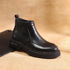 Nouvelles Bottes d'Hiver Montantes Classiques Polyvalentes Décontractées pour Hommes, Imperméables en Cuir Véritable, Rehaussantes, pour le Travail en Extérieur et le Sport - Product Image 1