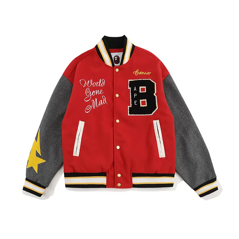Custom Design Vintage Basketball Jackets High Quality Men Black Plain Red Varsity Jacket