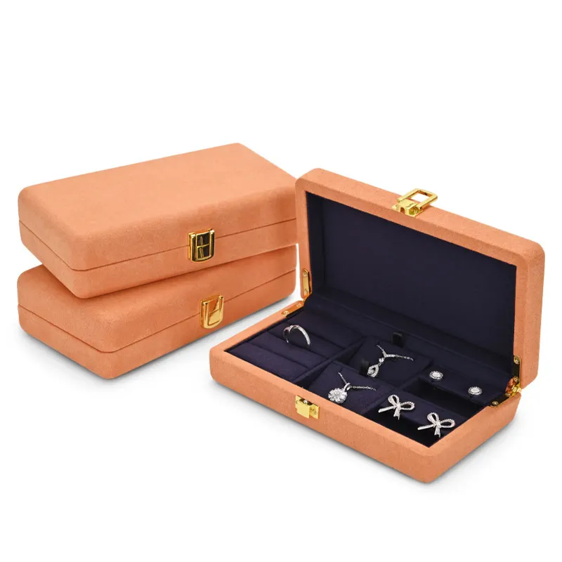 Caja de Perfume para collar, pulsera, pendiente, anillo, organizador, terciopelo, gamuza, conjunto de joyería de lujo