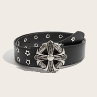 Ceintures de marque de style punk gothique, ceinture Y2K 1 1, ceinture classique pour homme avec boucle croisée en cuir PU noir pour homme et femme