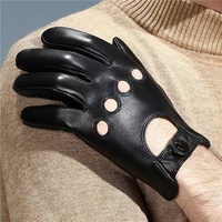 Guantes de Ciclismo de Piel de Oveja Genuina para Hombre con Logotipo Personalizado - Guantes de Cuero para Montar con Pantalla Táctil Antideslizante y Dedos Completos para Deportes al Aire Libre