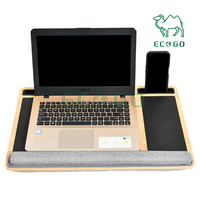 Bureau d'ordinateur en bambou support d'ordinateur portable de table plateau en bois avec coussin d'oreiller doux