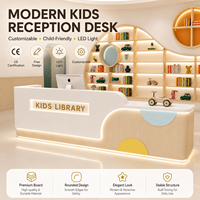 Comptoir de réception moderne pour bibliothèque d'enfants, avec logo LED personnalisé, idéal pour maternelle, bureau, immeuble, centre commercial
