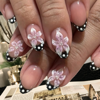 Autocollants pour ongles avec faux ongles en forme d'amande, style français transfrontalier, style court