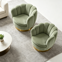 Ensemble de canapés de salon en velours vert olive avec dossier festonné moderne et base en métal doré, mobilier de maison de luxe léger pour villa, salon et hall.
