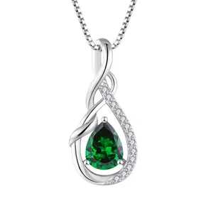 YILUN 925 Sterling Silver Water Drop Pendant Necklace Pear Cubic Zirconia Infinity Lover Pendants Jewelry for Women