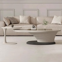 Nouvelle Table Basse Minimaliste et Créative Peinte, Design Ovale en Verre Trempé pour Petit Salon, Modèle PSM-H006