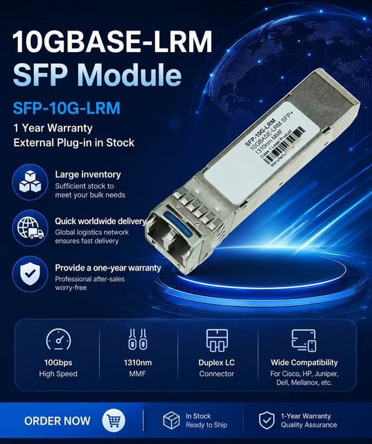 10GBASE-LRM SFP Module SFP-10G-LRM 1 Year Warranty External Plug-in in Stock