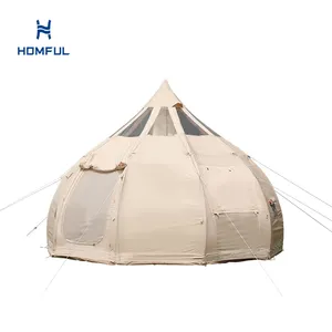 HOMFUL новый дизайн для кемпинга на открытом воздухе, роскошный огонь холст, 285gsm палатка для глаз, водонепроницаемая купольная холщовая палатка