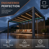Pergola motorisée en aluminium imperméable, coupe-vent et écologique pour balcon, utilisable en toutes saisons, avec panneaux d'enceinte amovibles