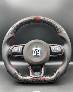 Volant sans garniture centrale, semi-cuir, carbone, LED pour Volkswagen VW <span class=keywords><strong>Golf</strong></span> R 6 7 MK6 MK7 MK7.5 GTI Jetta Passat CC - Product Image 4