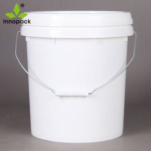 Cubo de Plástico Redondo Innopack Blanco de 18L, Grado Alimenticio, Reciclable, con Asas y Tapa, Impresión por Transferencia de Calor para Envasado de Alimentos, Gas y Aceite - Product Image 1