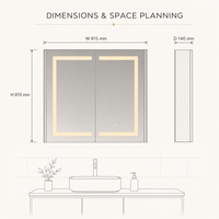 Armoire à miroir à double porte avec éclairage LED, étagères en verre trempé et fonction anti-buée pour projets de salles de bain d'hôtel