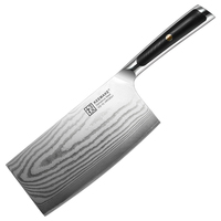 Couteau à découper professionnel KEEMAKE ultra-affûté de 7 pouces, en acier Damas à 67 couches, couteau de boucher de cuisine avec boîte cadeau