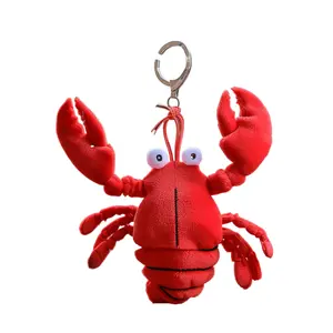 Mainan mewah Lobster merah lucu gantungan kunci boneka boneka Lobster mainan mewah hewan kecil