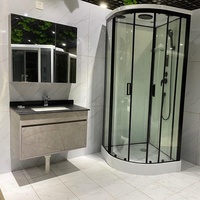 Cabine de douche avec porte coulissante en verre de style moderne 9090 avec cadre en aluminium poli pour hôtels et salles de bain