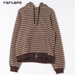 Sudadera con capucha de invierno personalizada para hombre, con cremallera completa, bordado y puños acanalados en tonos tierra - Product Image 4