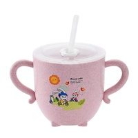 Paille de blé pour enfants 270ml tasse à gobelet avec poignée, tasse réutilisable avec couvercle et paille