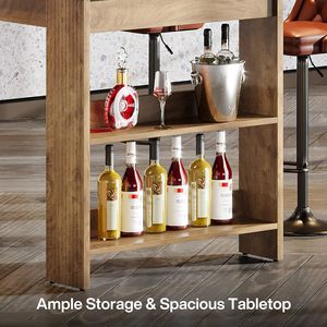 Table de bar SENYU style farmhouse, table de pub à hauteur de comptoir avec étagères latérales ouvertes, table à manger haute en bois pour la maison et la cuisine - Product Image 6