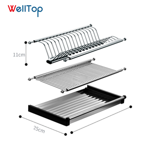 WELLTOP-Estante para platos de alambre, organizador de almacenamiento, toallero, soporte de pared de cocina, armario de cocina de acero inoxidable, de acero inoxidable, para colgar platos - Product Image 5