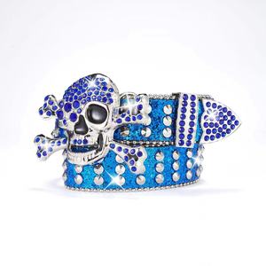 <span class=keywords><strong>Cintura</strong></span> <span class=keywords><strong>con</strong></span> teschio intarsiato in strass dal Design accattivante <span class=keywords><strong>con</strong></span> cinturino glitterato nero argento e <span class=keywords><strong>cintura</strong></span> Unisex - Product Image 4