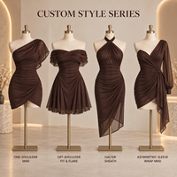 Robe Mini Femme en Gros, en Maille Transparente Froncée, Drapée, Asymétrique à Une Épaule, Col Cape, Ourlet Enveloppant, Moulante, pour Soirée et Cocktail