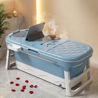 Baignoire pliable en plastique durable de 130 cm pour enfants avec couvercle et fonction spa