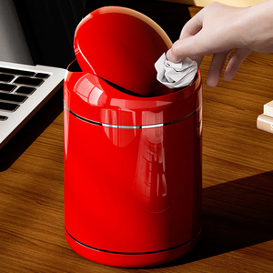 Mini Round Trash Can With Lid Cylindrical Indoor Use For Living Room Bedroom Office - Product Image 3