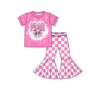 Boutique personalizada en octubre usamos Rosa niñas acampanadas 2 piezas trajes hermana fósforos venta al por mayor conjuntos de ropa de bebé - Product Image 3