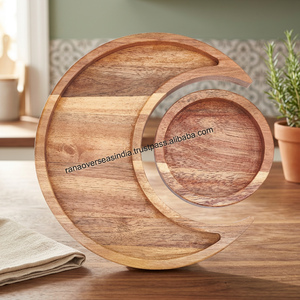 Bandeja de Madera Tallada con Relieve de Luna, Soporte para Cristales con Base Redonda Natural para Exhibir Piedras, Joyas y Aceites Esenciales - Product Image 3
