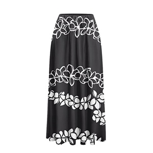 Luxury <strong>Black</strong> with Flower Printed Women's Satin Stretchy High Waisted Maxi <strong>Skirts</strong> Elastic Waistband a Line Long <strong>Skirt</strong> with <strong>Pocket</strong> - Product Image 1