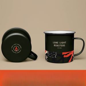 Taza de esmalte negro de 8cm con logotipo personalizado Taza de regalo de promoción de esmalte de calidad de EE. UU. Regalo de negocios Taza de esmalte de Metal - Product Image 2