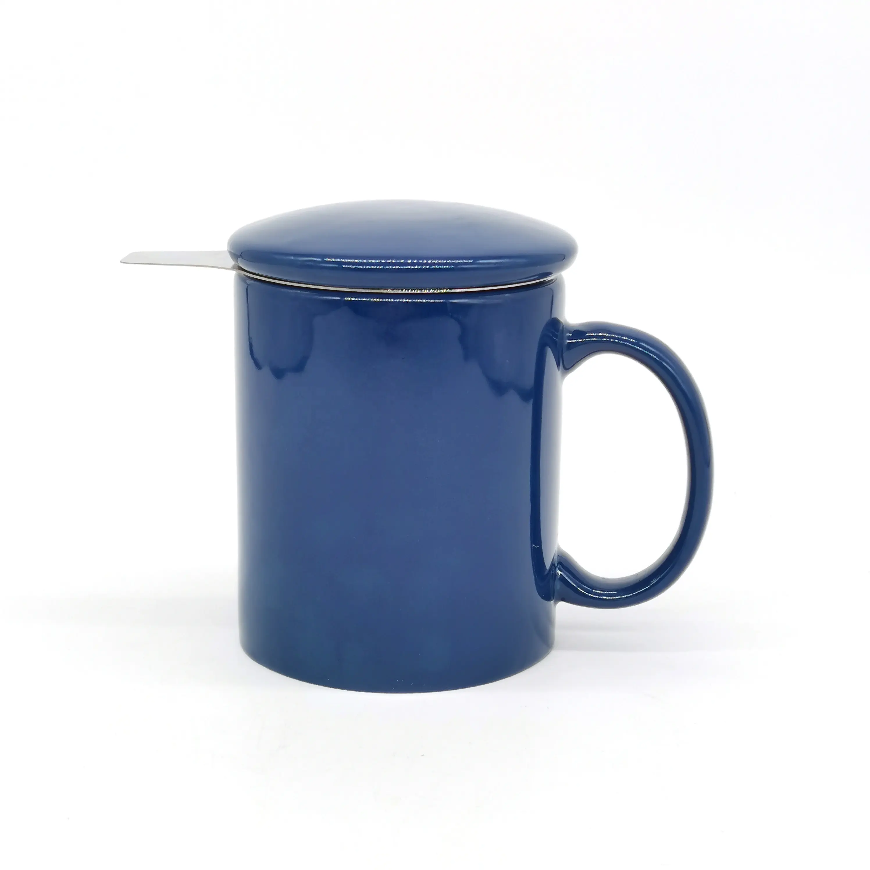 Taza de cerámica esmaltada de color nórdico, taza de té con filtro de acero inoxidable y cubierta, 11oz, venta al por mayor