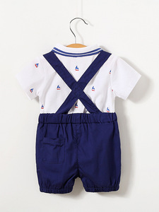 Completo da Gentiluomo per Neonato, Set di Tutina e Pantaloncini con Bretelle per Neonati, Abbigliamento Formale per Bambini, Supporto OEM ODM, Vendita all'Ingrosso - Product Image 3