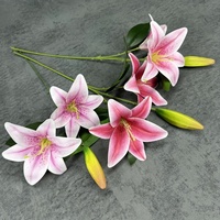Tête de fleur de lys en soie 3D de haute qualité lys artificiel décorer des fleurs de gâteau de mariage