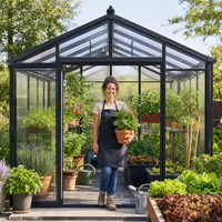 Serre de jardin extérieure en alliage d'aluminium avec structure robuste et panneaux en polycarbonate, résistante aux intempéries, véranda accessible, maison de jardin