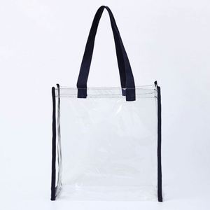 Custom PVC Tote Bags-Clear <b>Plastic</b> Shopping Bags Durable Sewn Handles Silk <b>Screen</b> Printed Casual Style for Promotional Gifts - Product Image 4