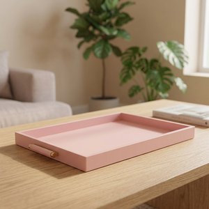 Luxury Rectangle Wooden <b>Serving</b> Tray with Leather Finish Premium Food and <b>Beverage</b> <b>Serving</b> Tray for Home and Hotel - Product Image 3