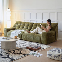 Französische Mid-Century Style Chenille Olivgrüner Bär Stoff Schnitts ofa Set Hohe Rückenlehne Wolke Wohnzimmer Neuankömmling