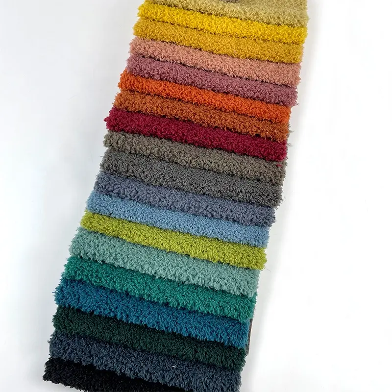 Upholstery Fabric Online 100% Polyester Woven Eco-Friendly Breathable Fuzzy Boucle Fleece Faux Fur Dot Plain Slub Tear-Resistant