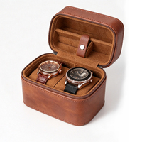 Étui de voyage pour montres en cuir à 2 emplacements, doublure en daim, anti-poussière, antichoc, organisateur portable pour voyage d'affaires, cadeau pour homme