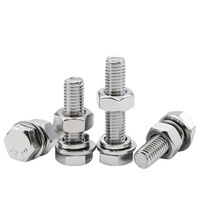 304 Stainless Steel Threaded Hex Bolt Nut and Washer Set M10x125 M12 M14 for Industrial Fastener Use