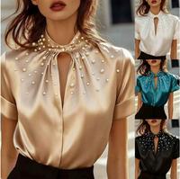 Chemise à manches longues et col ouvert pour femme, modèle de créateur pour l'automne, article le plus vendu en automne. Haut à manches courtes.