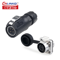 Connecteur industriel étanche M12 mâle et femelle en plastique CNLINKO LP12