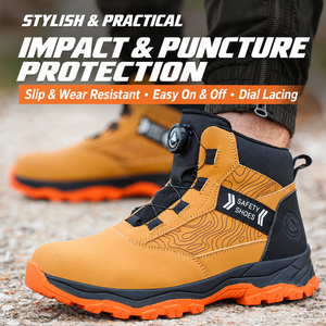 Bottes de sécurité montantes de protection avec laçage rapide à bouton, embout en acier, anti-choc, anti-perforation, hydrofuges pour le travail en extérieur - Product Image 3