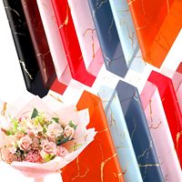 Papier d'emballage floral imperméable à l'eau, imprimé or marbré sur une seule face, vente chaude, matériaux de bricolage pour fleuristes