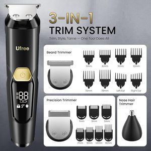 Kit de Recortadora de Barba 3 en 1 UFREE, 8000 RPM, Kit de Aseo Diario para Viajes para Hombres, Recortador Múltiple y Cabezales Intercambiables Fáciles, Recortadora de Vello Nasal - Product Image 2