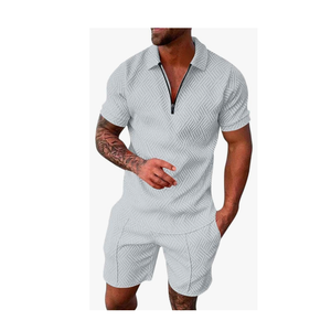 Wholesale Summer <b>Short</b> Sets for Men Plus Size 2-Piece Cotton Casual Streetwear Velour Woven With Embroidered Technics - Product Image 6