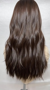 Pelucas Kosher de <span class=keywords><strong>Cabello</strong></span> Humano 100% Eslavo Sin Procesar, Color Balayage Marrón, Ondulado, <span class=keywords><strong>con</strong></span> Nudos Individuales y Parte Superior de Encaje HD para Judíos - Product Image 6